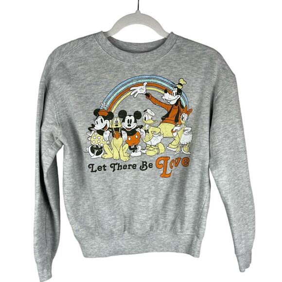 Vintage Disney Gray Let There Be Love Mickey &‎ Friends Sweatshirt Size Small - Picture 1 of 8